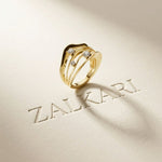 0.25 Ct Round Cut Moissanite Flowing Wave Multi-Band Ring for Women Gold