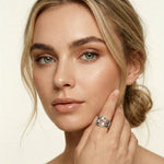 0.25 Ct Round Cut Moissanite Flowing Wave Multi-Band Ring for Women White