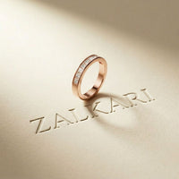 1.00 Ct Princess Cut Moissanite Channel Set Ring for Women Rose Gold