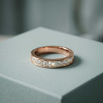 1.00 Ct Princess Cut Moissanite Channel Set Ring for Women Rose Gold