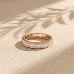 1.00 Ct Princess Cut Moissanite Channel Set Ring for Women Rose Gold