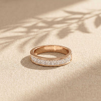 1.00 Ct Princess Cut Moissanite Channel Set Ring for Women Rose Gold