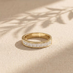 1.00 Ct Princess Cut Moissanite Channel Set Ring for Women Gold