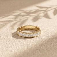 1.00 Ct Princess Cut Moissanite Channel Set Ring for Women Gold