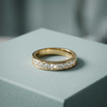 1.00 Ct Princess Cut Moissanite Channel Set Ring for Women Gold