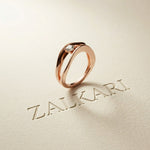 0.15 Ct Round Cut Moissanite Bypass Wave Ring for Women Rose Gold