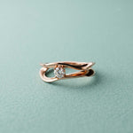 0.15 Ct Round Cut Moissanite Bypass Wave Ring for Women Rose Gold
