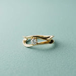 0.15 Ct Round Cut Moissanite Bypass Wave Ring for Women Gold