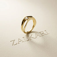 0.15 Ct Round Cut Moissanite Bypass Wave Ring for Women Gold