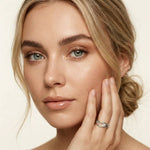 0.15 Ct Round Cut Moissanite Bypass Wave Ring for Women White