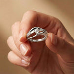 0.15 Ct Round Cut Moissanite Bypass Wave Ring for Women White