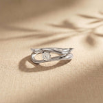 0.15 Ct Round Cut Moissanite Bypass Wave Ring for Women White