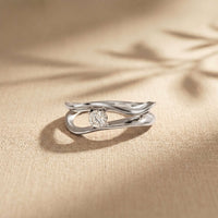 0.15 Ct Round Cut Moissanite Bypass Wave Ring for Women White