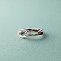 0.15 Ct Round Cut Moissanite Bypass Wave Ring for Women White