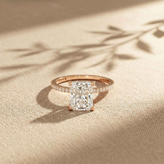 2.30 Ct Radiant Cut Moissanite Accent Ring for Women