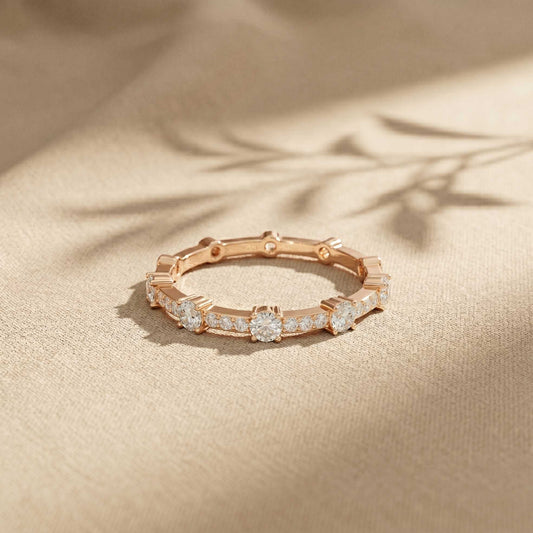 0.45 Ct Round Cut Moissanite Eternity Band Ring for Women