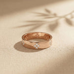 0.25 Ct Round Cut Moissanite Floral Accent Band Ring for Women Rose Gold