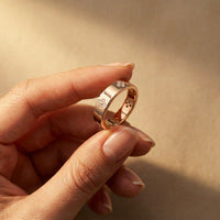 0.25 Ct Round Cut Moissanite Floral Accent Band Ring for Women Rose Gold