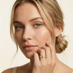 0.25 Ct Round Cut Moissanite Floral Accent Band Ring for Women Rose Gold