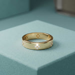 0.25 Ct Round Cut Moissanite Floral Accent Band Ring for Women Gold