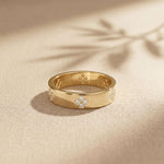 0.25 Ct Round Cut Moissanite Floral Accent Band Ring for Women Gold