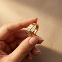 0.25 Ct Round Cut Moissanite Floral Accent Band Ring for Women Gold