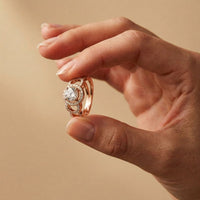 2.05 Ct Round Cut Moissanite Halo Link Engagement Ring for Women Rose Gold