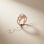 2.05 Ct Round Cut Moissanite Halo Link Engagement Ring for Women Rose Gold