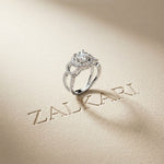 2.05 Ct Round Cut Moissanite Halo Link Engagement Ring for Women White