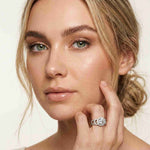 2.05 Ct Round Cut Moissanite Halo Link Engagement Ring for Women White
