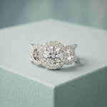 2.05 Ct Round Cut Moissanite Halo Link Engagement Ring for Women White