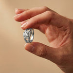 2.05 Ct Round Cut Moissanite Halo Link Engagement Ring for Women White