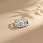 2.05 Ct Round Cut Moissanite Halo Link Engagement Ring for Women White