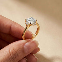 2.10 Ct Asscher Cut Moissanite Classic Solitaire Ring for Women Gold