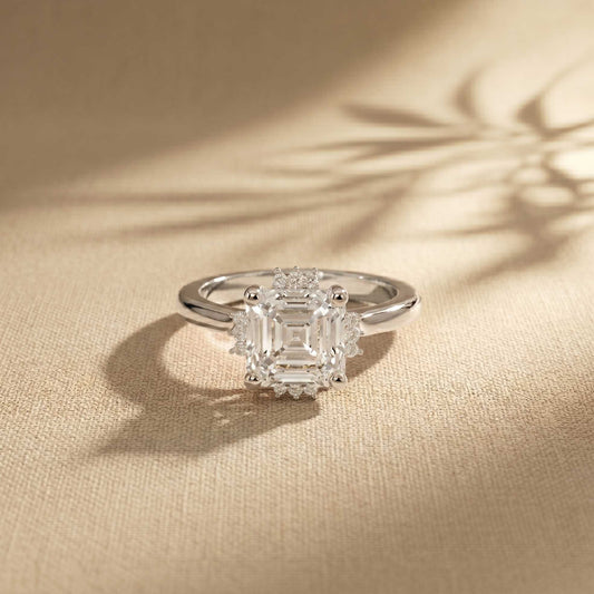2.10 Ct Asscher Cut Moissanite Classic Solitaire Ring for Women White