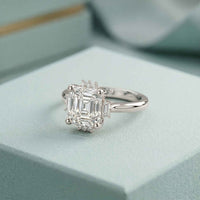 2.10 Ct Asscher Cut Moissanite Classic Solitaire Ring for Women White