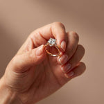 2.10 Ct Cushion Cut Moissanite Starburst Accent Ring for Women Rose Gold