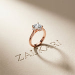 2.10 Ct Cushion Cut Moissanite Starburst Accent Ring for Women Rose Gold