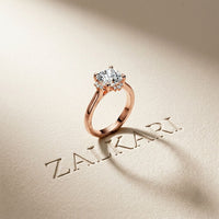 2.10 Ct Cushion Cut Moissanite Starburst Accent Ring for Women Rose Gold