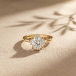 2.10 Ct Cushion Cut Moissanite Starburst Accent Ring for Women Gold