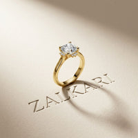 2.10 Ct Cushion Cut Moissanite Starburst Accent Ring for Women Gold