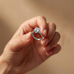 2.10 Ct Cushion Cut Moissanite Starburst Accent Ring for Women White