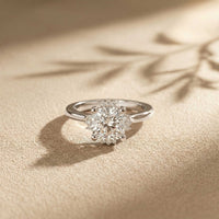 2.10 Ct Cushion Cut Moissanite Starburst Accent Ring for Women White