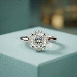 2.10 Ct Cushion Cut Moissanite Starburst Accent Ring for Women White