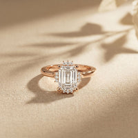 2.10 Ct Emerald Cut Moissanite Elegant Solitaire Ring for Women Rose Gold