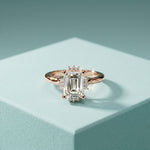 2.10 Ct Emerald Cut Moissanite Elegant Solitaire Ring for Women Rose Gold