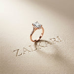 2.10 Ct Emerald Cut Moissanite Elegant Solitaire Ring for Women Rose Gold