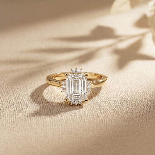 2.10 Ct Emerald Cut Moissanite Elegant Solitaire Ring for Women Gold