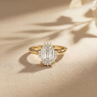 2.10 Ct Emerald Cut Moissanite Elegant Solitaire Ring for Women Gold