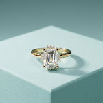 2.10 Ct Emerald Cut Moissanite Elegant Solitaire Ring for Women Gold